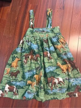 Girl's Jumper Dress Horses Equestrian About SZ 6 Cotton Homemade Sewn